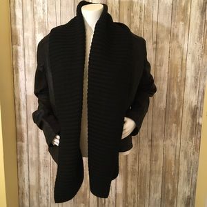 BLANK NYC Knit Drape Faux Leather Jacket